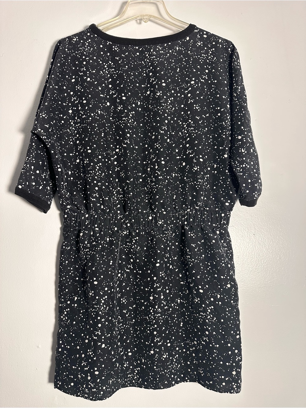 Kate Spade Saturday Silk Splatter Shift Dress Black White XS Flawed